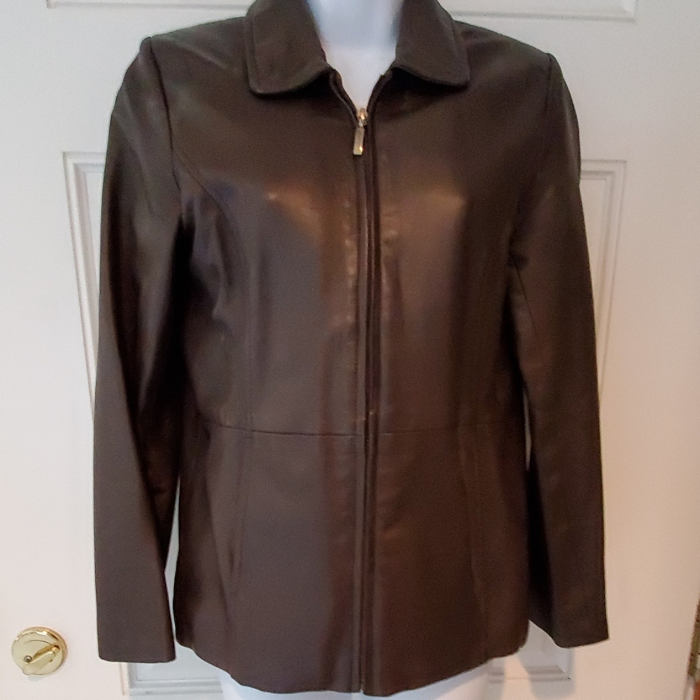 STYLE & CO. GENUINE BROWN LEATHER JACKET